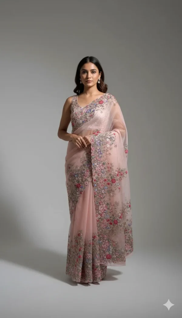 New Party Wear Faux Georgette Padding Heavy Sequence Work Bollywood Style Saree