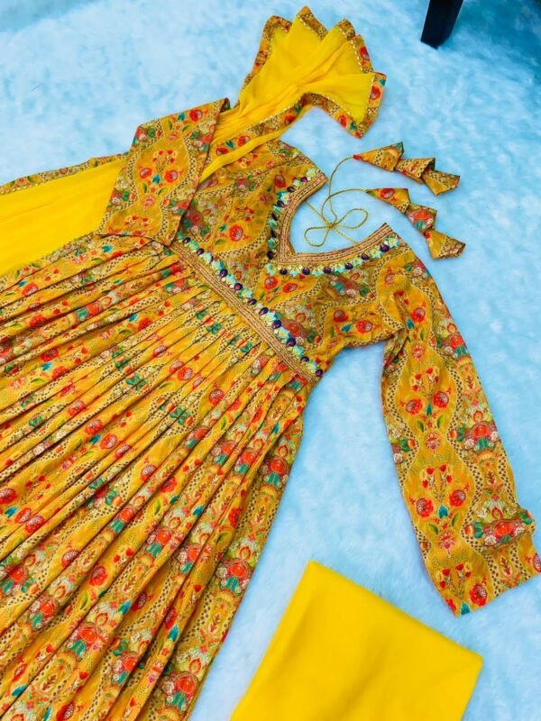 Presenting New Special Party Wear Aliya Cut Dresses Dupatta With Pant - Image 5
