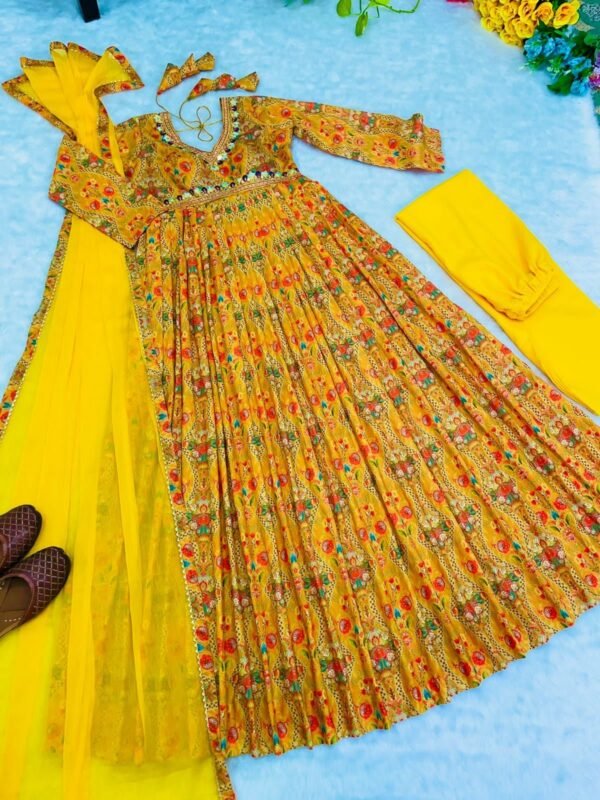 Presenting New Special Party Wear Aliya Cut Dresses Dupatta With Pant - Image 3