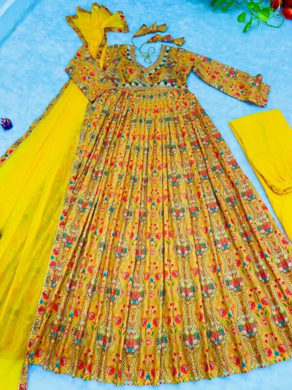 Presenting New Special Party Wear Aliya Cut Dresses Dupatta With Pant - Image 6