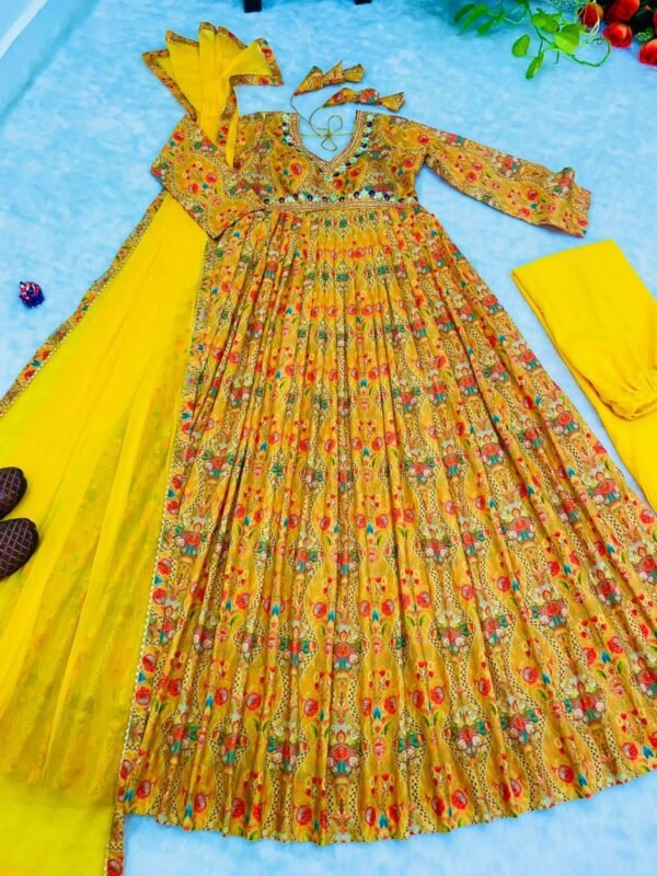 Presenting New Special Party Wear Aliya Cut Dresses Dupatta With Pant - Image 2