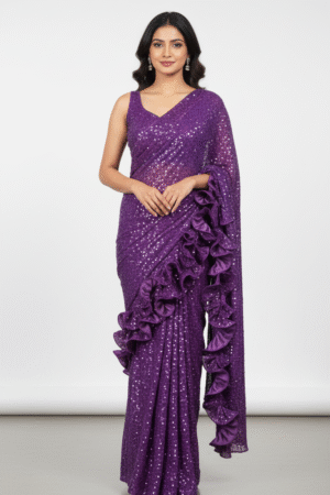 Embroidered & Embellished Bollywood Georgette Saree – Glamour Meets Tradition