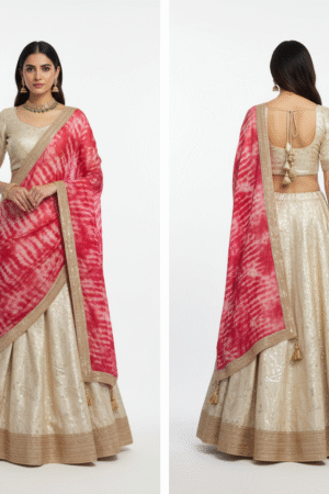 Embroidered Ready-to-Wear Lehenga & Blouse with Dupatta – A Celebration of Elegance