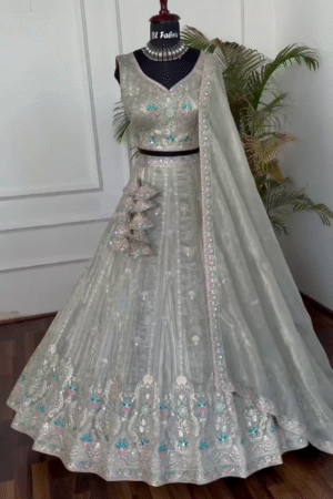Latest Net Embroidery Work Lehenga Choli – A Royal Ensemble of Elegance