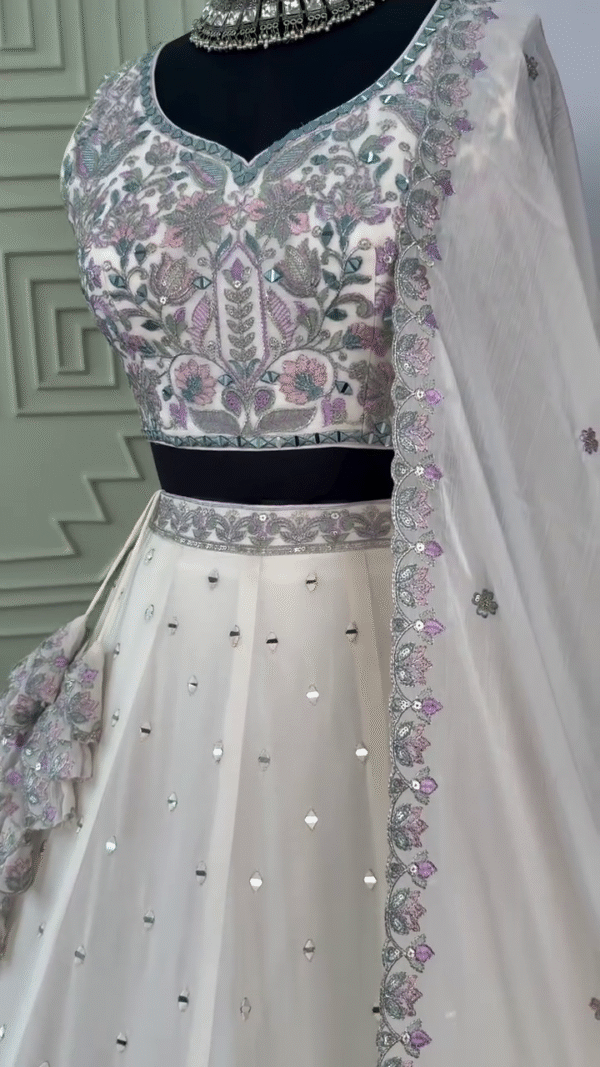 Embroidered Semi Stitched Lehenga Choli – A Timeless Ensemble of Elegance and Tradition - Image 4