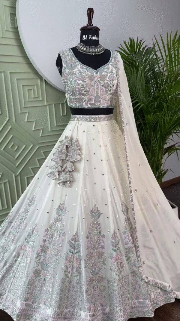 Embroidered Semi Stitched Lehenga Choli – A Timeless Ensemble of Elegance and Tradition - Image 2