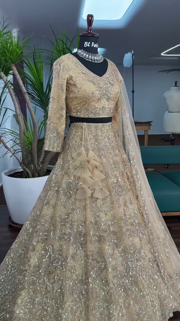 Bridal Lehenga for Wedding Cream Wedding Lehenga - Image 4