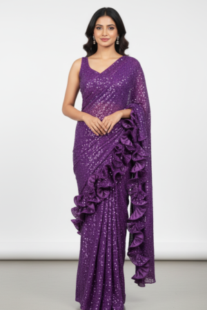 Purple Saree With Baahar-E-Siah Blouse – A Regal Statement of Grace