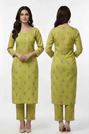 Floral Print Straight Kurta Set – Elegant & Comfortable Ethnic Wear for Women
