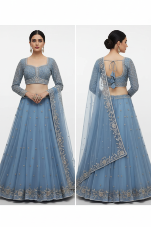 Royal Fox Georgette Semi-Stitched Lehenga Set with Rivet Moti & Sequin Work – Elegant Festive Wear for Women