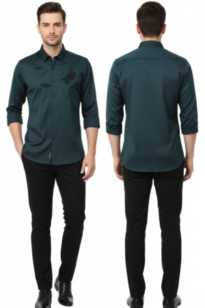 Men’s Solid Spread Collar Party Shirt – Elegant & Stylish Party Wear